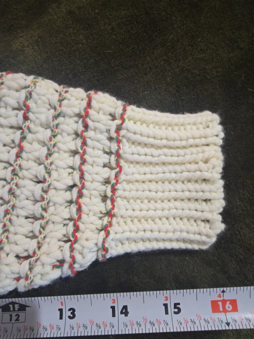 Bimba y Lola Cream Chunky Knit Sweater Womens S Red Green Fleck Cozy Crewneck - Picture 8 of 9
